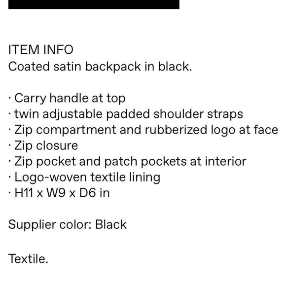 ⭕️ VERSACE JEANS Backpack Black Nylon Designer Logo - Picture 10 of 10